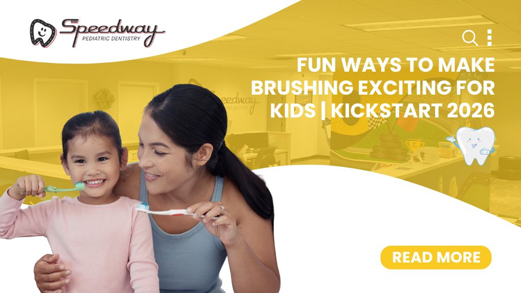 Mom and toddler smiling while holding toothbrushes to make brushing exciting for kids